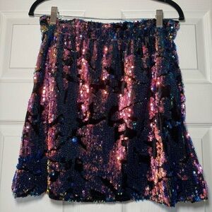 ZARA Rainbow Sequin Mini Skirt